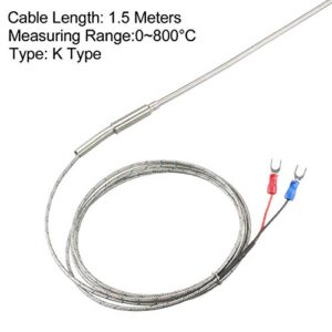 uxcell K Type Thermocouple Temperature Sensor Probe 4x300mm (0 to 800C) 5ft Temperature Controller