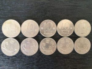 lot of 10 coins, israel 10 old shekel coin 1982 collectible rare vintage sheqalim