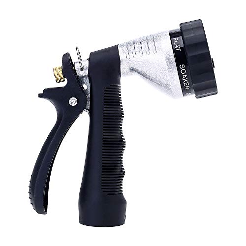 GREEN MOUNT Water Hose Nozzle Spray Nozzle, Metal Garden Hose Nozzle with Adjustable Spray Patterns, Perfect for Watering Plants, Washing Cars and Showering Pets