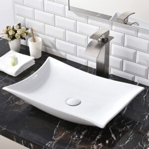 shaco contemporary 22.44" x 14.57" porcelain ceramic above counter bathroom vessel sink, countertop bowl lavatory vanity big bathroom sink