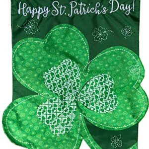 Shamrock St. Patrick's Day Applique Garden Flag Clover Sculpted 12.5" x 18"