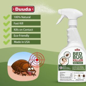 Duuda 22oz Bed Bug Spray, Child & Pet Friendly Bed Bug Kill with Extended Residual Protection, Natural Dust Mite Spray, Non-Toxic Flea Killer