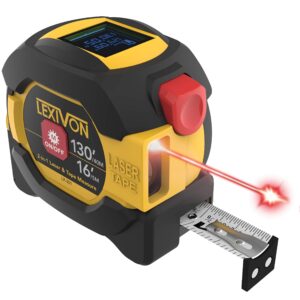 lexivon 2 in 1 digital laser tape measure | 130ft/40m laser distance meter display on backlit lcd screen with 16ft/5m autolock measuring tape | ft/inch/fractions/m/mm(lx-201)
