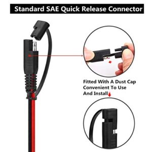 2 Pcs 16 AWG SAE Battery Charger Kit, 8 Ft SAE To SAE DC Power Connector Cable And 3 Ft Ring Terminal Harness With Fused SAE Quick Disconnect Plug