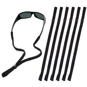 shinkoda black glasses strap, sports sunglasses & eyeglasses holder straps for men women, string holder, neck lanyard cord, adjustable rope eyewear keeper strap, pack of 6