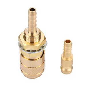 hilitand m6 quick connector set quick water cooled gas adapter fitting hose for mig tig welder torch fitting for welding torch (gold)