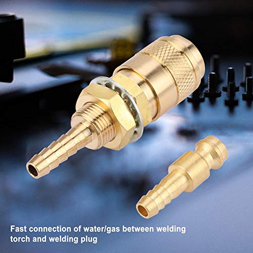 Hilitand M6 Quick Connector Set Quick Water Cooled Gas Adapter Fitting Hose for MIG TIG Welder Torch Fitting for Welding Torch (Gold)