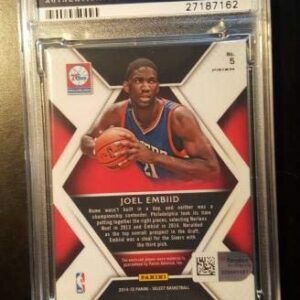 2014-15 Joel Embiid RC Panini Select Tie Dye Prizm Jersey #18/25 PSA NM 7 AUTO 8 - Basketball Slabbed Autographed Rookie Cards