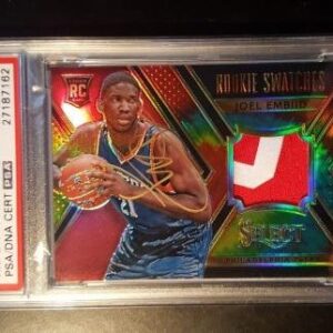 2014-15 Joel Embiid RC Panini Select Tie Dye Prizm Jersey #18/25 PSA NM 7 AUTO 8 - Basketball Slabbed Autographed Rookie Cards