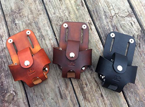 Basket Style Leather Tape Measure Holder by AP Saddlery (Dark Brown)