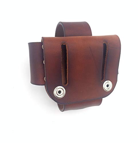 Basket Style Leather Tape Measure Holder by AP Saddlery (Dark Brown)