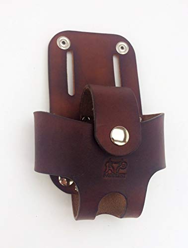 Basket Style Leather Tape Measure Holder by AP Saddlery (Dark Brown)