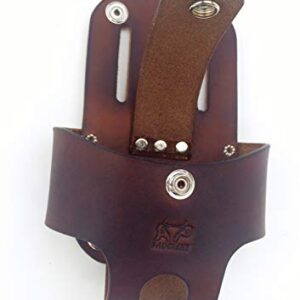 Basket Style Leather Tape Measure Holder by AP Saddlery (Dark Brown)