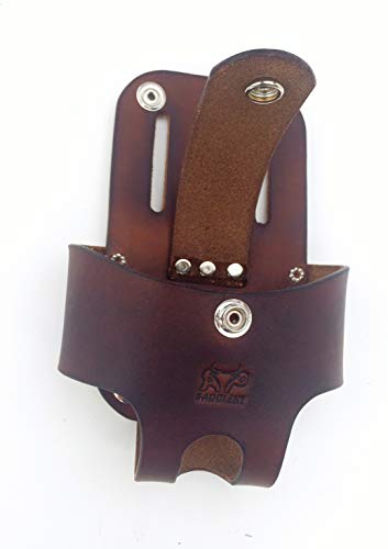 Basket Style Leather Tape Measure Holder by AP Saddlery (Dark Brown)