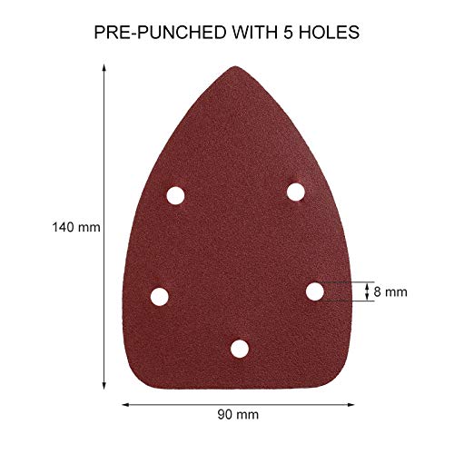 Miady 140mm Mouse Detail Sander Sandpaper Sander Pads, 40 60 80 120 180 240 400 Assorted Grits Mouse Sandpaper - Pack of 70