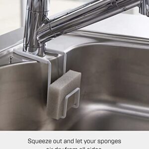 YAMAZAKI home 4388 Faucet-Hanging Sponge Holder-Kitchen Organizer Sink Rack Basket, One Size, White