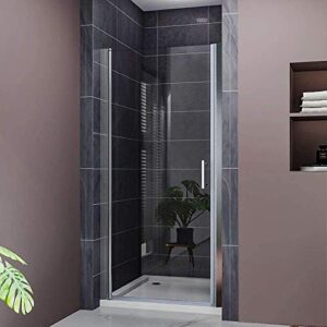 elegant 32 in. w x 72 in. h pivot swing shower door, 1/4 in.clear glass frameless shower door, chrome finish