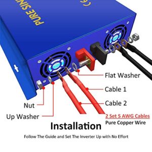 XYZ INVT 4000 Watt Pure Sine Wave Inverter 12V to 110V 120V AC Car Power Invert Surge 8000W Power Converter for Solar System.(4000W 12V DC to AC 120V AC)