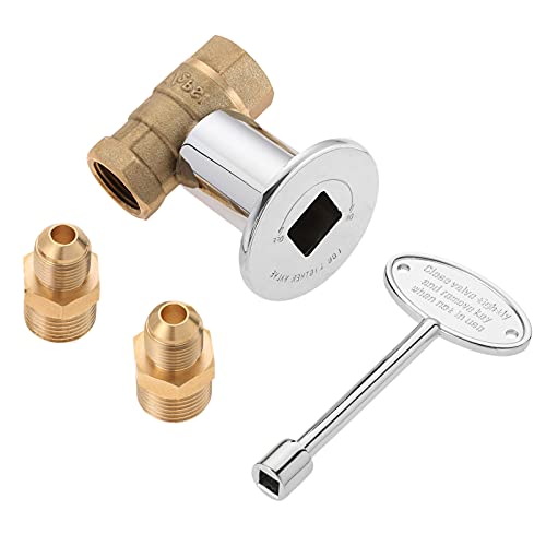 Aupoko 1/2-Inch Straight Quarter-Turn Shut-Off Valve Kit for NG LP Gas Fire Pits, 3-inch Key and 3/8 Male Flare x 1/2 NPT Fittings x 2, Fits for NG LP Gas Fire Pits Indoor & Outdoor Fireplace