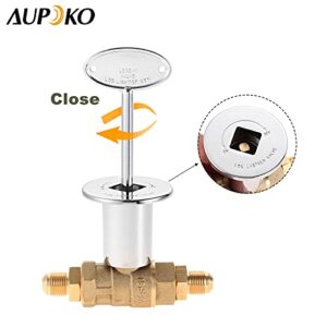 Aupoko 1/2-Inch Straight Quarter-Turn Shut-Off Valve Kit for NG LP Gas Fire Pits, 3-inch Key and 3/8 Male Flare x 1/2 NPT Fittings x 2, Fits for NG LP Gas Fire Pits Indoor & Outdoor Fireplace