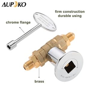 Aupoko 1/2-Inch Straight Quarter-Turn Shut-Off Valve Kit for NG LP Gas Fire Pits, 3-inch Key and 3/8 Male Flare x 1/2 NPT Fittings x 2, Fits for NG LP Gas Fire Pits Indoor & Outdoor Fireplace