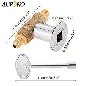 Aupoko 1/2-Inch Straight Quarter-Turn Shut-Off Valve Kit for NG LP Gas Fire Pits, 3-inch Key and 3/8 Male Flare x 1/2 NPT Fittings x 2, Fits for NG LP Gas Fire Pits Indoor & Outdoor Fireplace