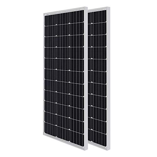 HQST 2pcs 100W 12V 9BB Cell Monocrystalline Solar Panel, Up to 23% High Efficiency Module, Waterproof for RVs, Motorhomes, Cabins, Marine, Boat and Any Other Off Grid Applications-Upgrade Version