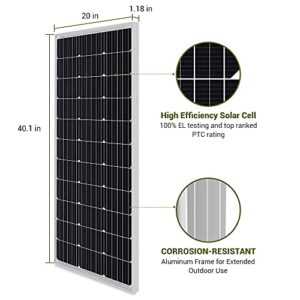 HQST 2pcs 100W 12V 9BB Cell Monocrystalline Solar Panel, Up to 23% High Efficiency Module, Waterproof for RVs, Motorhomes, Cabins, Marine, Boat and Any Other Off Grid Applications-Upgrade Version