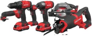 craftsman cmck600d2 v20 brushed lithium-ion cordless 6-tool combo kit with 2 batteries (2 ah)