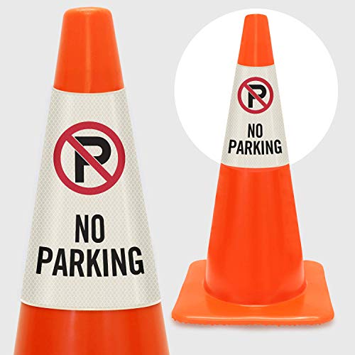 SmartSign “No Parking” Bright Reflective Cone Message Sleeve, [Cone Not Included]