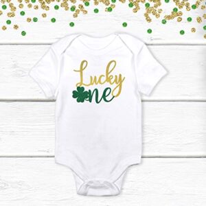 1 pc lucky one shamrock clover green gold glitter 100% cotton short long sleeve babysuit bodysuit for cake smash first birthday outfit toddler boy girl st patrick st paddy day