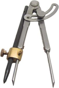 ramelson 6" wing compass caliper divider with brass holder and carbide scribe, professional machinists metal or wood marking tool