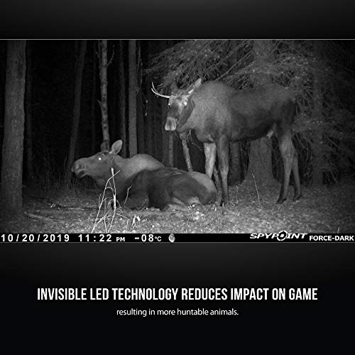 SPYPOINT Force-Dark Trail Camera 42 LED Infrared Flash Game Camera with 80-foot Flash and 110-foot Detection Range 12MP 0.07-second Trigger Speed