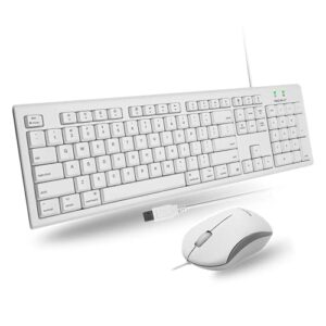 macally full size usb wired mac keyboard and mouse combo - compatible ergonomic apple keyboard and mouse with mac shortcuts and number keypad for mac mini pro, imac computer, macbook pro air laptops