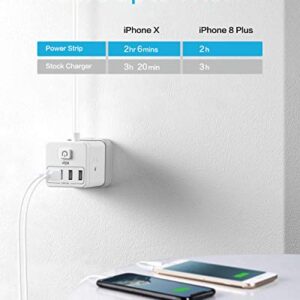 KMC Surge Protector Power Strip, Cube Portable Power Outlet with 4 USB Ports 4.8A and Switch Control, 5-Foot Extension Cord and Detachable Base, Ultra-Compact for Travel and Office