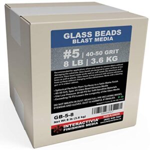 #5 glass beads - 8 lb or 3.6 kg - blasting abrasive media (coarse to medium) 40-50 mesh or grit - spec no 5 for blast cabinets or sand blasting guns - large beads for peening and finishing