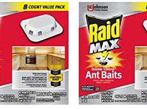 Raid Max Double Control Ant Baits, 8 CT 0.28 Ounce (Pack of 2)