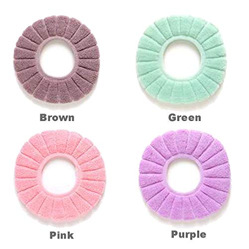 4 Pcs Soft Toilet Seat Cover Pad Thicker Washable Cloth Different Colors