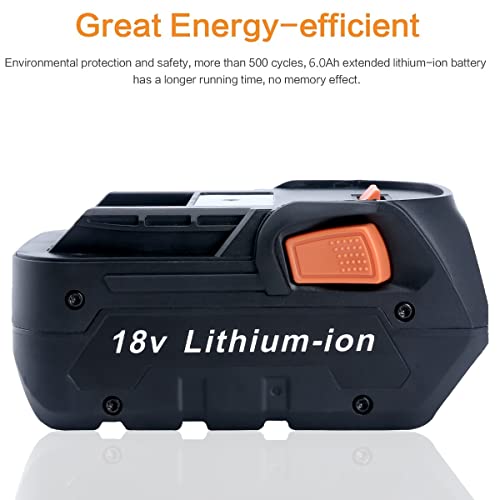 Epowon 18 Volt 6.0Ah Lithium Ion Compact Battery Compatible with RIDGID 18V Drill R840087 R840083 R840084 R840086 AC840085 AC840087P