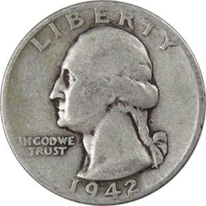 1942 s washington quarter g good 90% silver 25c us coin collectible
