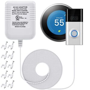 hotop 24 volt c wire adapter for smart thermostat, ul listed 16.5ft long power connector c wire for all versions of smart thermostat compatible with nest, honeywell, ecobee, wyze, sensi