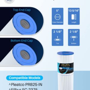 POOLPURE PLFPRB25-IN Hot Tub Filter Replace Unicel C-4326, Guardian 413-106, Filbur FC-2375, FC-2370, 3005845, 17-2327, 100586, 33521, 25392, 817-2500, 5X13 Drop in Spa Filter 2 Pack