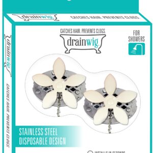 DrainWig Shower Drain Hair Catcher, Disposable Drain Protector, Flower, 4 Pack