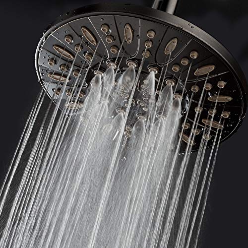 AquaDance Oil Rubbed Bronze High Pressure 6-Setting 7" Rain Shower Head – Angle Adjustable, Anti-Clog Showerhead Jets, Tool-Free Installation-USA Standard Certified-U.S. Brand