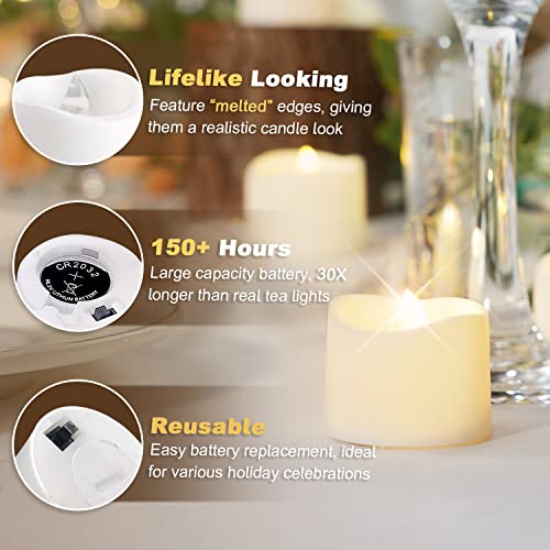 Homemory 24Pcs Auto Tea Lights, 6 Hours Timer Tea Lights Battery Operated, Flameless Flickering Votive Candles with Timer, Ideal for Home Decor, Table Centerpieces, Halloween, Christmas, Warm White