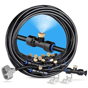 homenote misting cooling system 75ft (23m) misting line + 28 brass mist nozzles + brass adapter(3/4") outdoor mister for patio garden greenhouse trampoline for waterpark