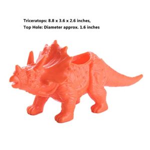 CHICTRY Dinosaur Succulent Plant Vase Creative Flower Pot Bonsai Container Gardening Planter with Drain Hole for Home Office Desktop Decoration Orange Triceratops