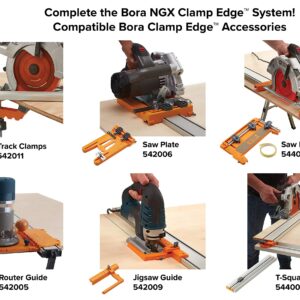 BORA Track Clamps, Securely Cut Any Angle with WTX and NGX Clamp Edge Systems, Saw Guide Accessory for Woodworking, Carpentry, DIY, Two-Pack, 542011