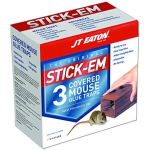 jt eaton 144n stick-em covered mouse glue trap, 3, brown/a