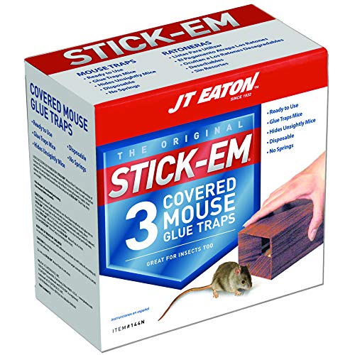 JT Eaton 144N Stick-Em Covered Mouse Glue Trap, 3, Brown/A